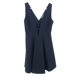 Lulu's Deep V Neck Little Black Dress Fit n Flare Size Large